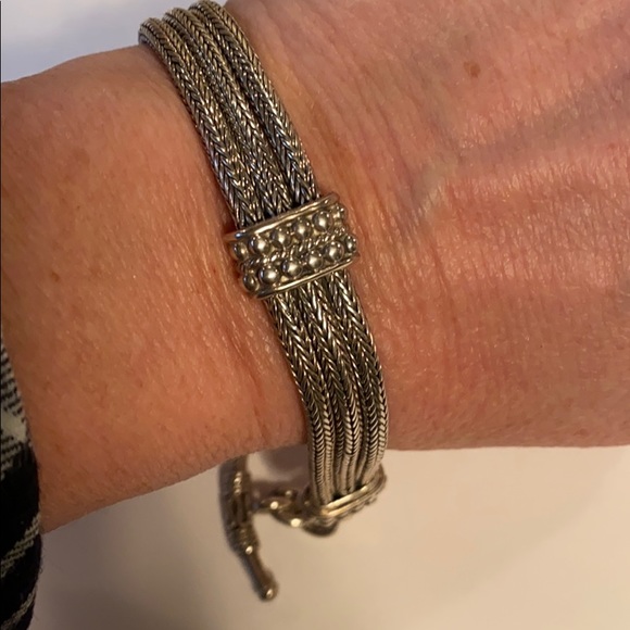 Sterling Silver 3 Strand Toggle Bracelet - Picture 7 of 7